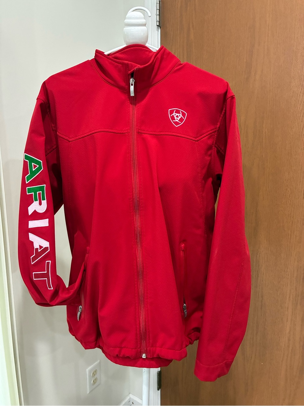 Ariat Red Performance Zip Jacket with Sleeve Branding